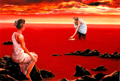 Mark Cawood, Scarlet Evening in the Summer , 2024, oil on canvas, 60 × 80 cm