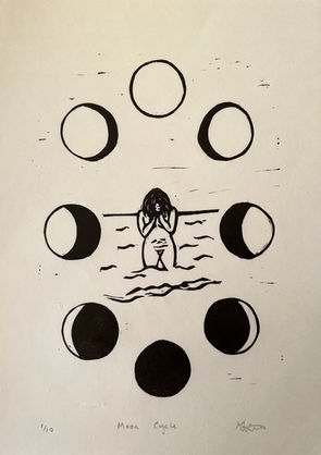 Mairi Lawther, Moon Cycle, 2025 , Linocut print, 20 × 14 cm