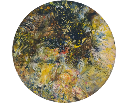 Jovita Bhengra, The Whole World is a Garden, 2023, Oil and wildflower on plywood, 30 × 30 cm