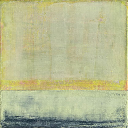 Yvonne Coughlan, Slow tide, 2023, Mixed media on canvas with walnut surround, 21 × 21cm