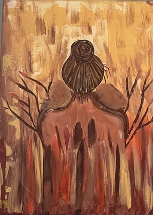 Naima Flahi, Roots of Becoming, 2026, acrylic on canvas, 40 × 50 cm