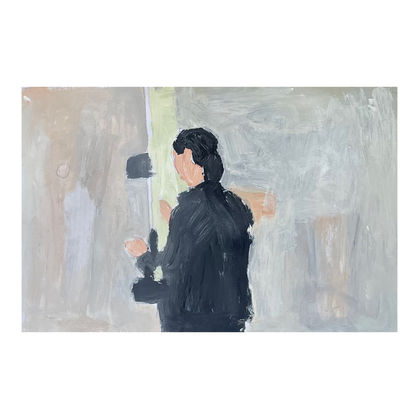 Irfan Ajvazi, The Door, 2023, Acrylic on wood panel, 40 × 30 cm