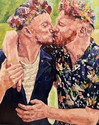 Andy Sylvester, The Lovers II, 2023, Acrylic on panel, 40 × 50cm