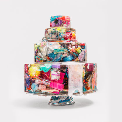 Ayanna Knight, Married To Materialism, 2025, Reclaimed & recycled mixed media, epoxy resin, 25 × 21 cm