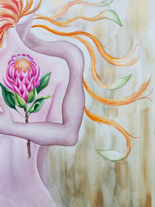 Tetiana Vlasenko, Tender Embrace of Love, 2024, Watercolor on paper, 31 × 41 cm
