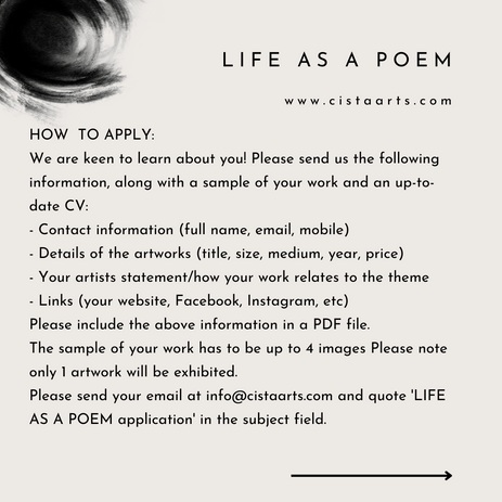 ‘LIFE AS A POEM’ – Open Call for Artists