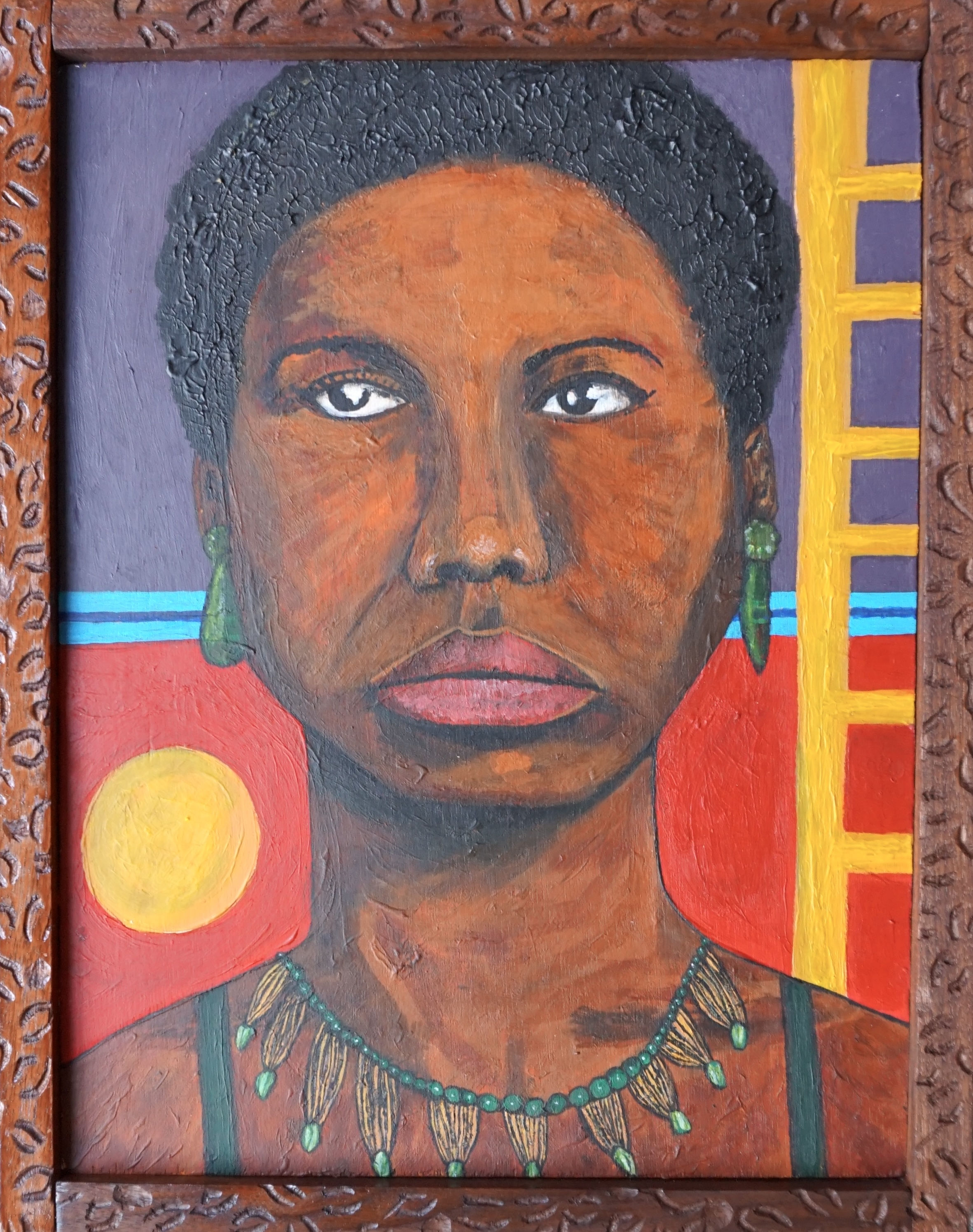 Nina Simone Original Painting. Hand-crafted Oak Picture Frame.
