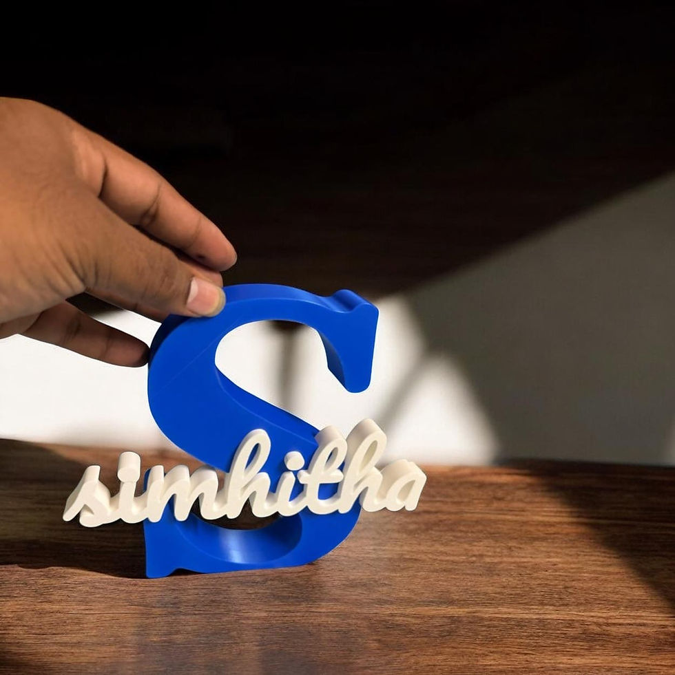 Thumbnail: Hand holding blue letter S with 'simhitha' name