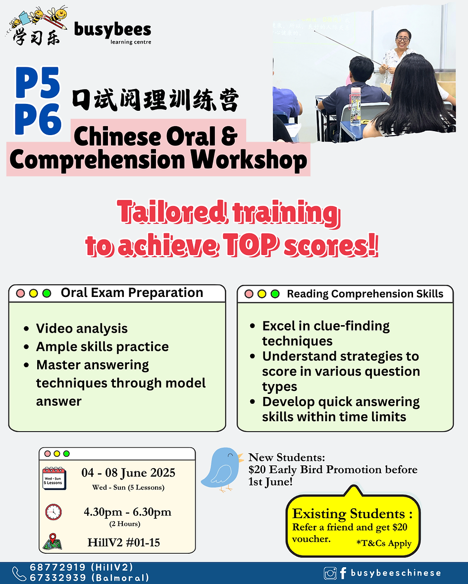 p5 p6 holiday chinese oral and comprehension workshop