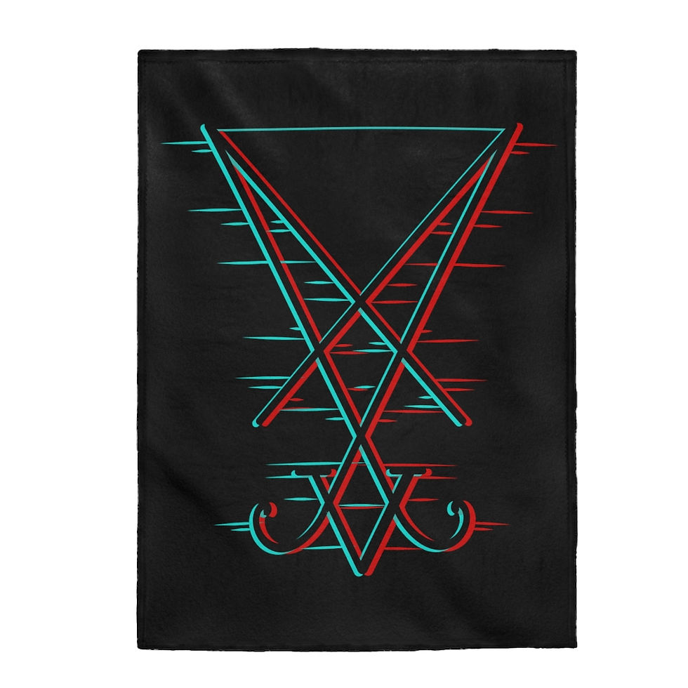 Lucifer Sigil - Glitch Velveteen Plush Throw Blanket