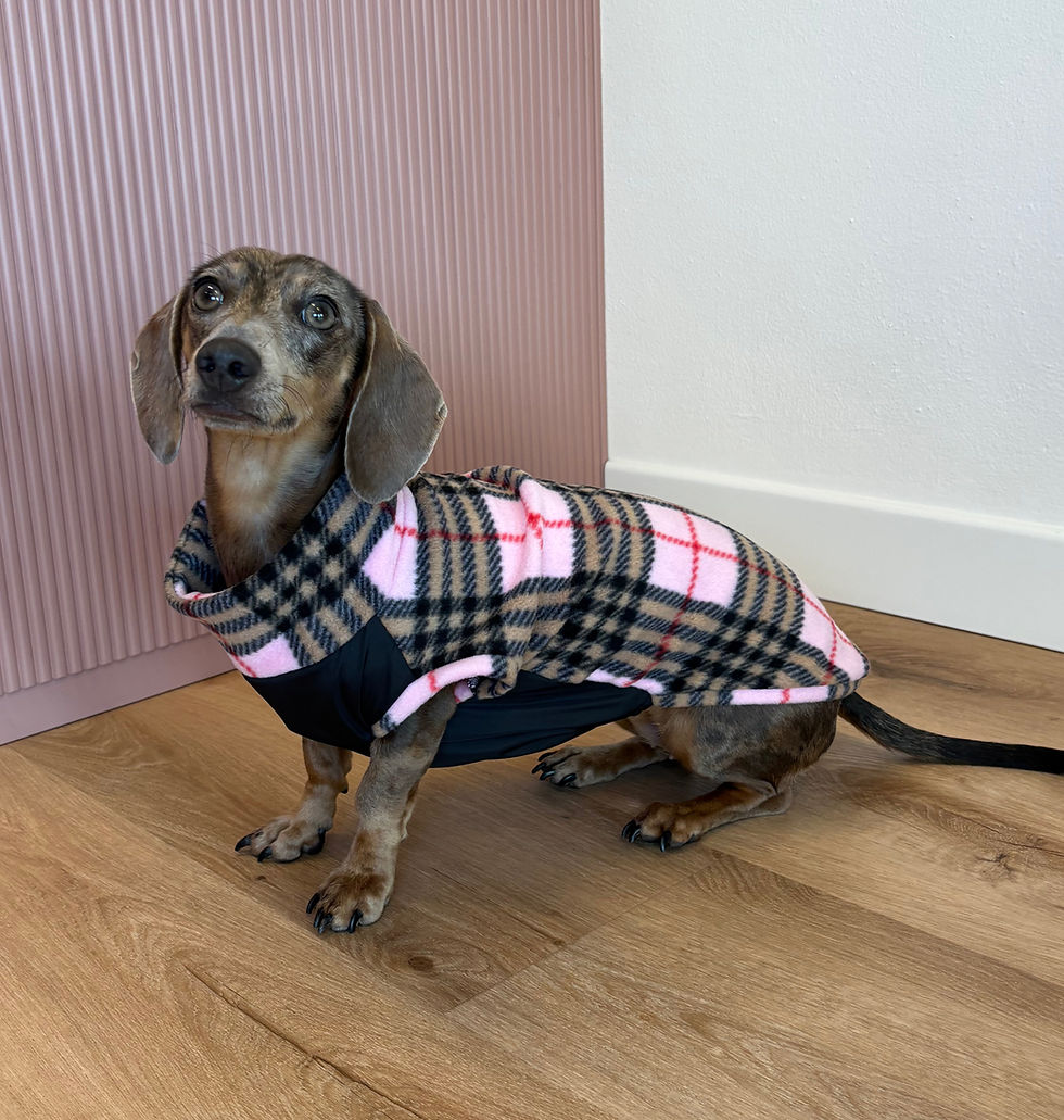 Pile/Impermeabile tartan rosa cane