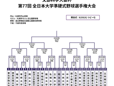 【全日本大学準硬式野球選手権大会 組み合わせ】