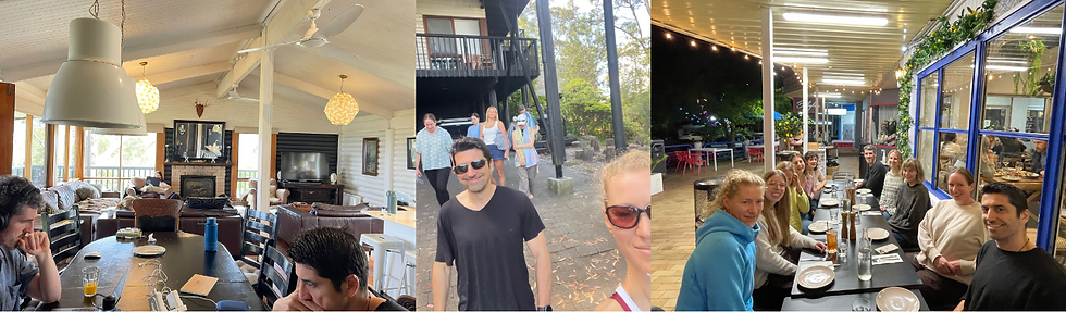 While the retreat involved long periods of focused work (left panel), it was just as important to know when to take a break (middle panel) and to take time to celebrate small, and sometimes big, wins together (right panel).
