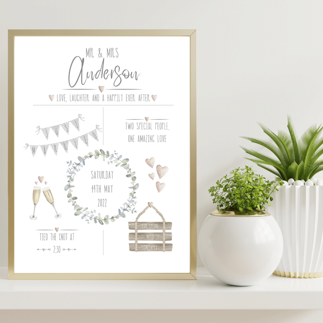 Just Married Personalised Print