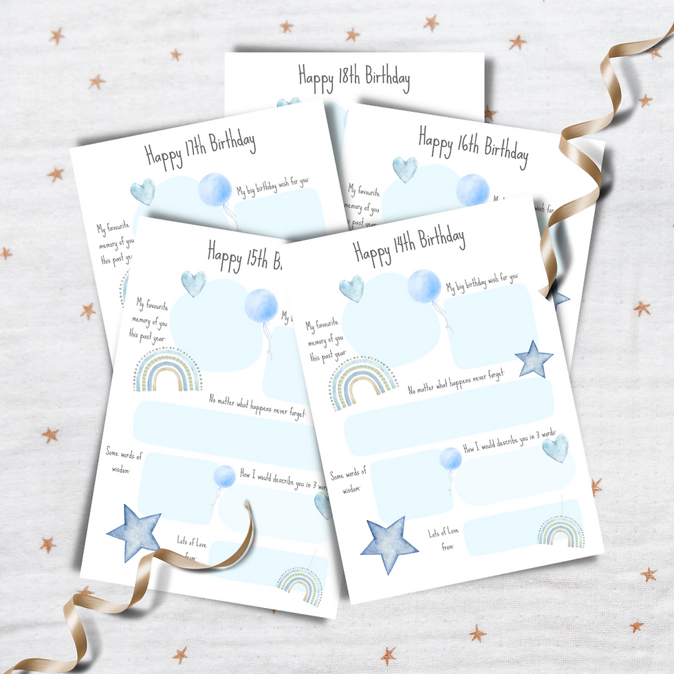 Thumbnail: Blue Age 1-18 Keepsake Cards