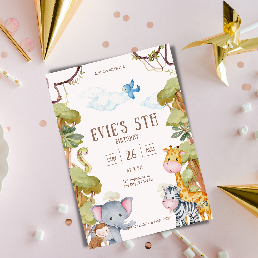 Cute Jungle Party Invitation 