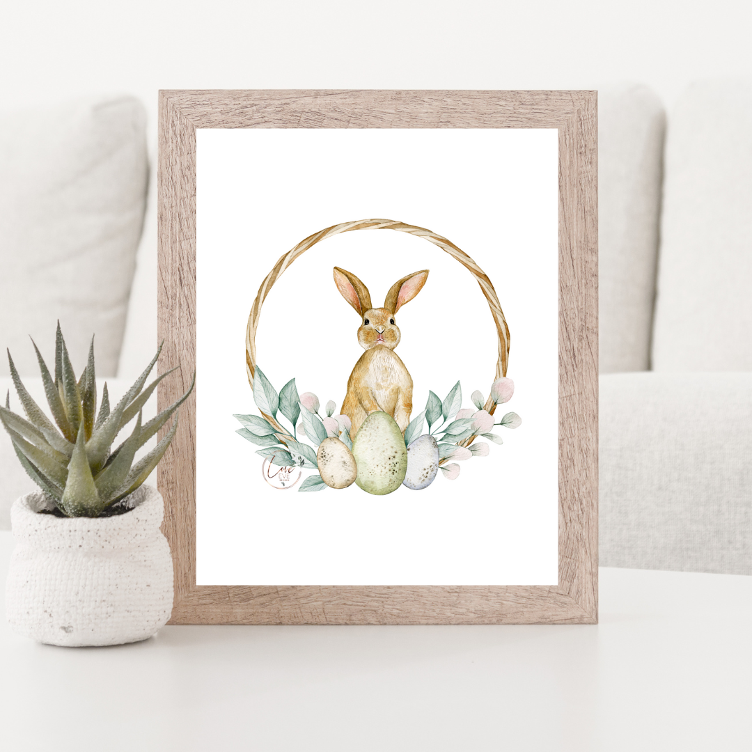 Bunny Wreath A4 Print