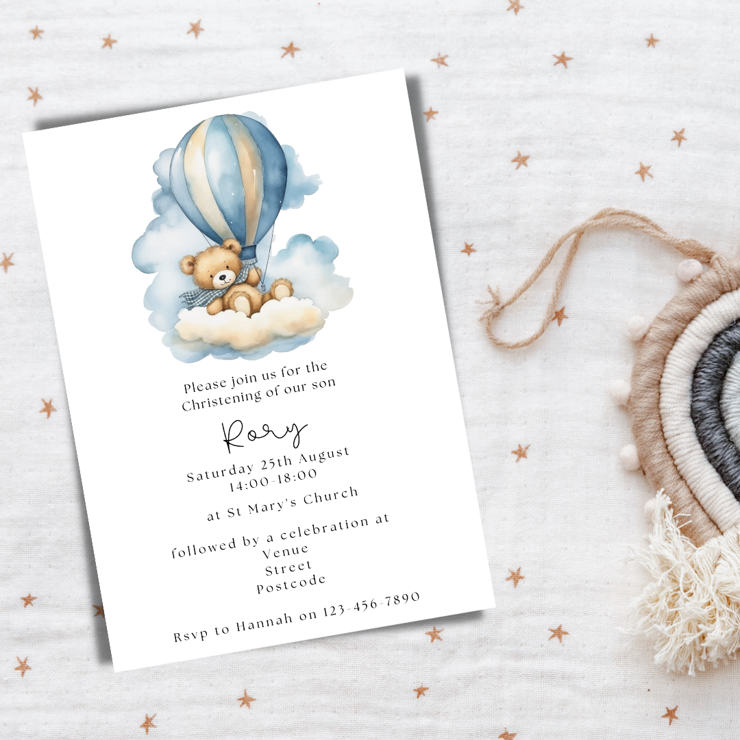 Little Bear Christening invitation