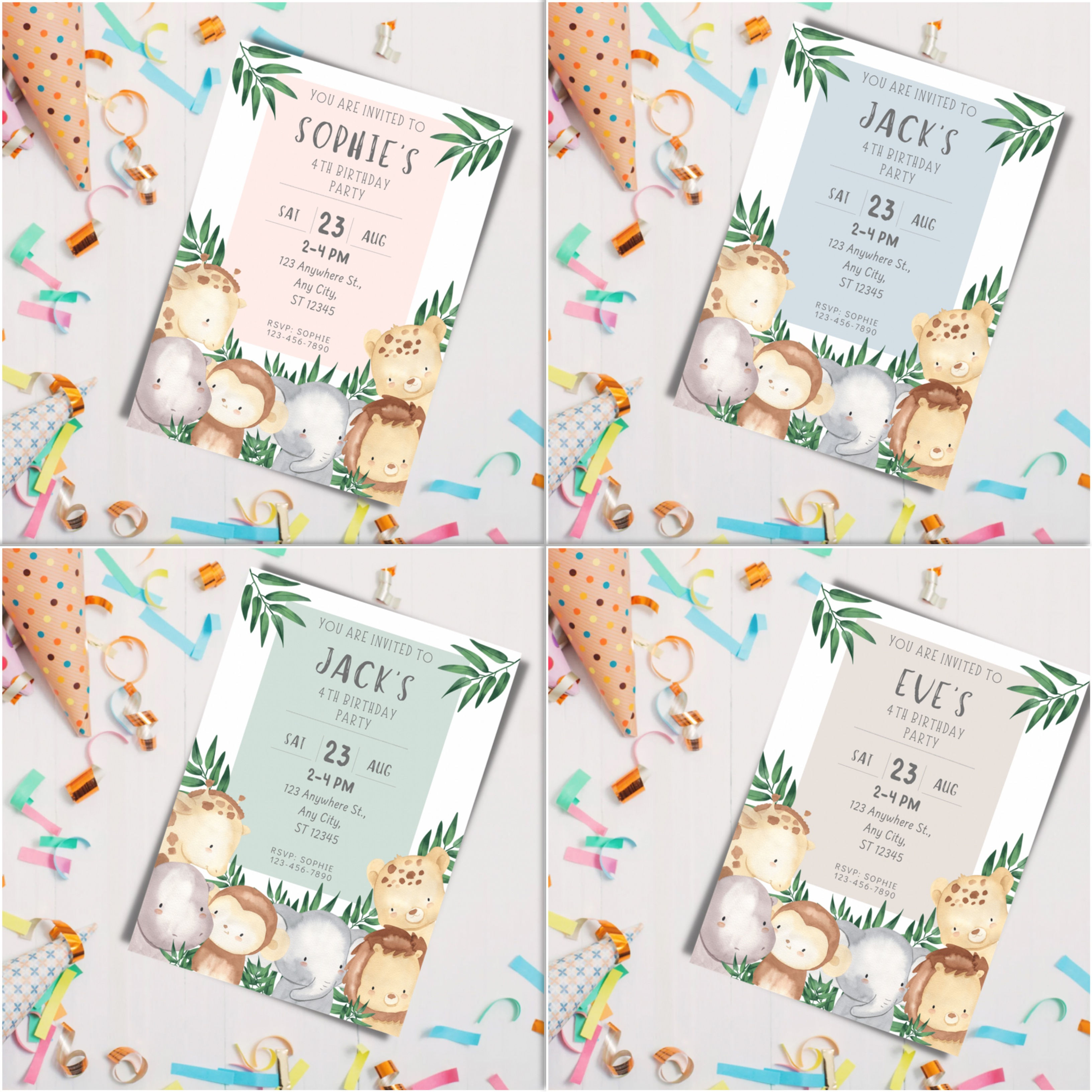 Wild Animals Party Invitation 