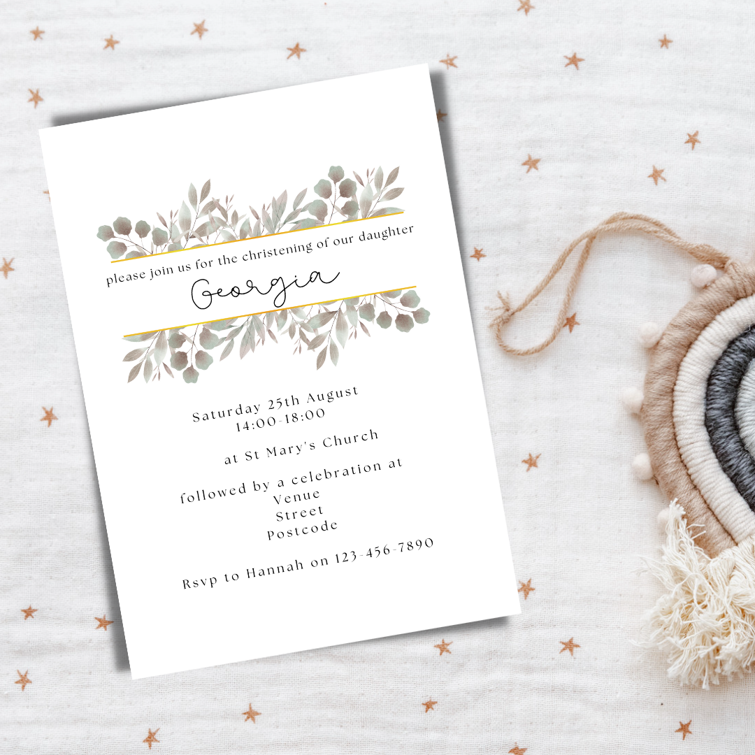 Neutral Christening Invitation