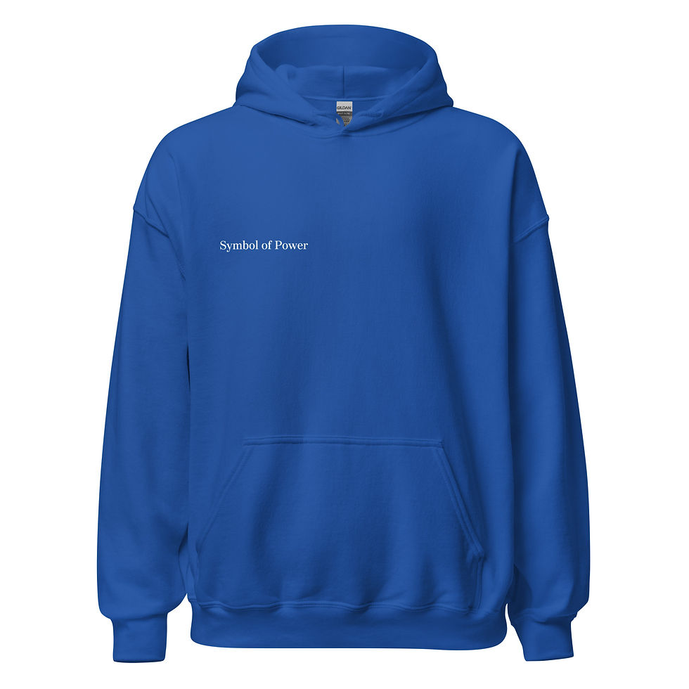 Thumbnail: Blue Metatrons Cube dad hat hoodie with chest text