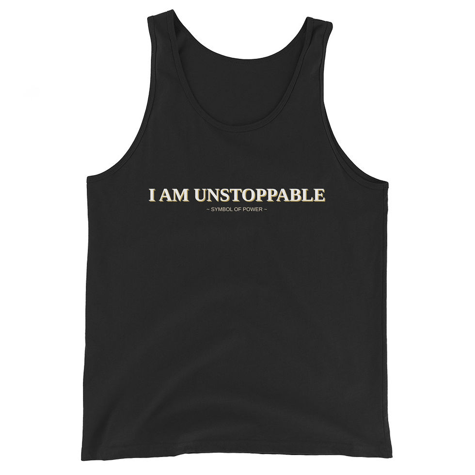 Thumbnail: Black tank top with text I AM UNSTOPPABLE
