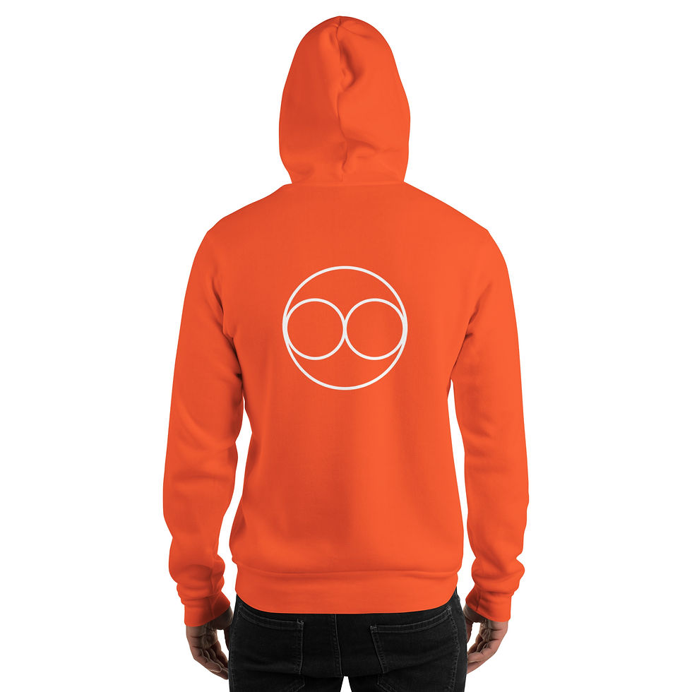 Thumbnail: Back of an orange Abundance Follows Me Unisex Hoodie.