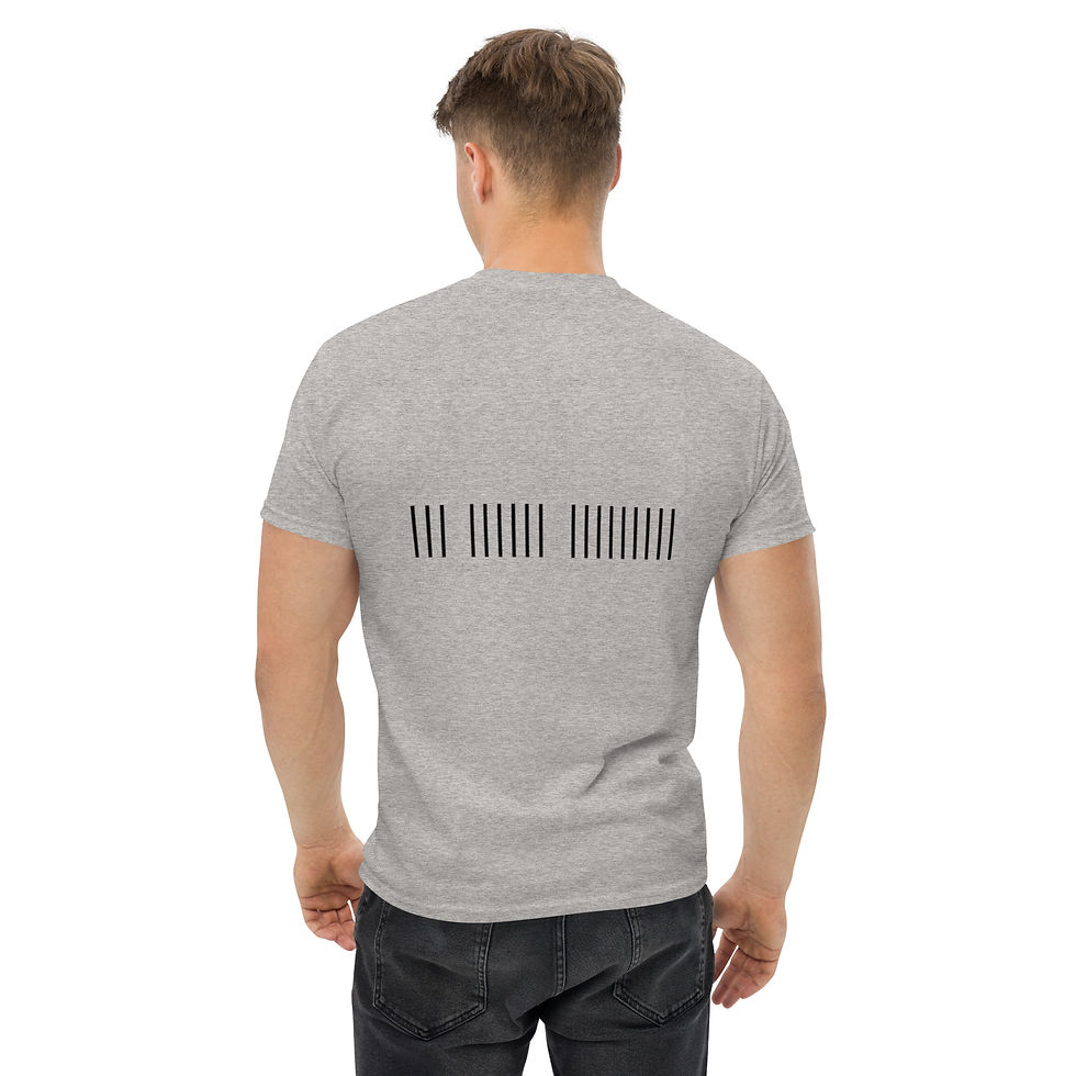 Thumbnail: Back of 3-6-9 LINES unisex classic tee in grey
