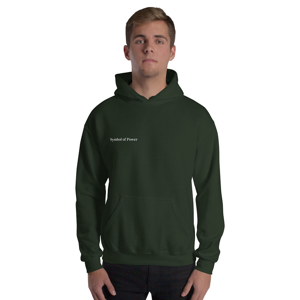 Thumbnail: Man wearing Abundance Follows Me Unisex Hoodie in forest green
