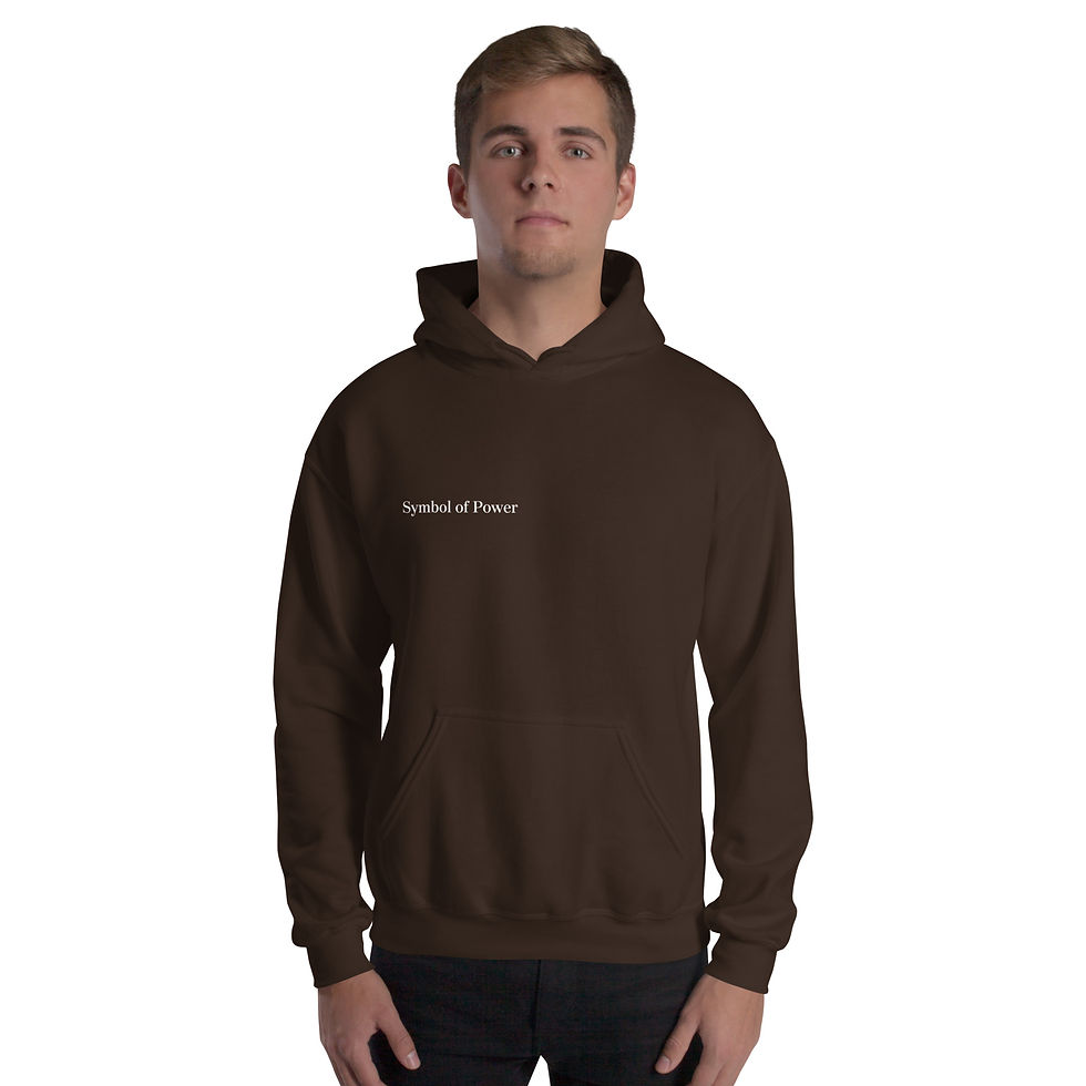 Thumbnail: Man wearing Abundance Follows Me unisex hoodie in brown