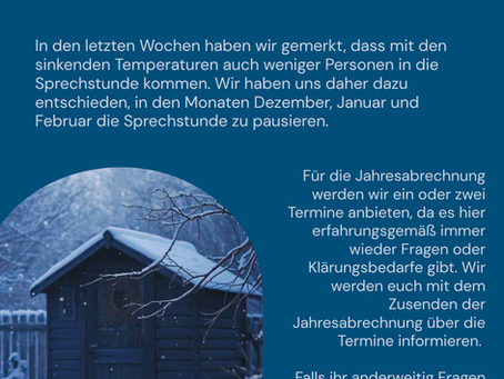 Winterpause der Sprechstunde