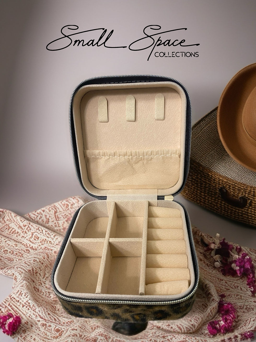 Thumbnail: Personalized Velvet Leopard Jewelry Box | Black and Brown W/ Gold Foil | Birthda