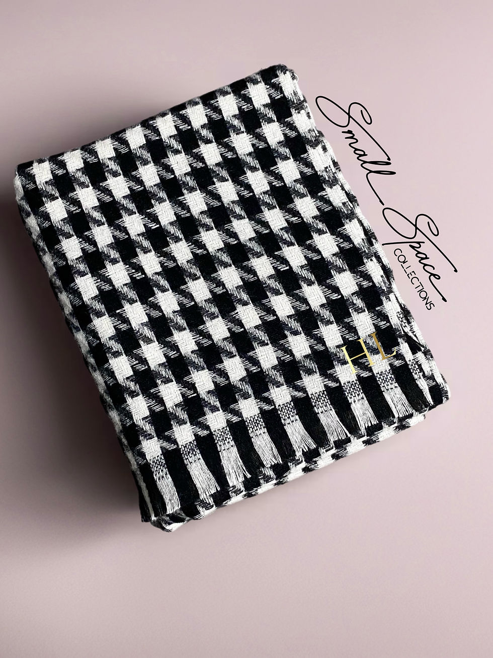 Thumbnail: Black and White Wool Houndstooth Scarf For Men and Women | Winter Accessories