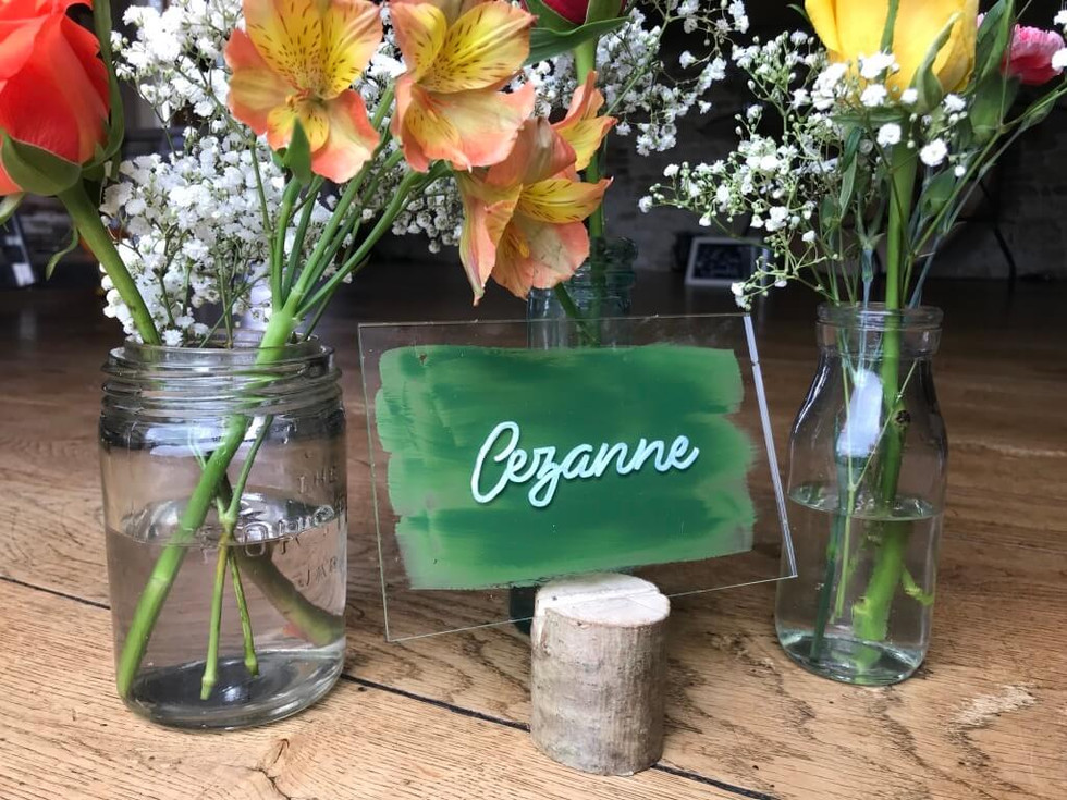 Vintage Jars, Acrylic Numbers and Log Table Name Holders