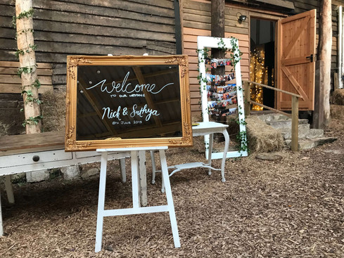 Welcome Mirror and White Easel