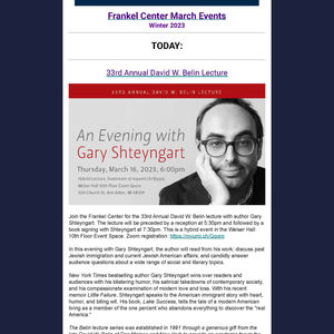 33rd Annual David W. Belin Lecture - Gary Shteyngart