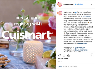 Style Me Pretty x Studio Dylan for Cuisinart instagra post