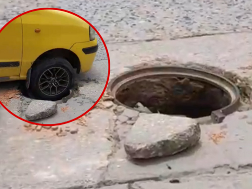 Alcantarilla sin tapa en la avenida del Libertador en Santa Marta: un riesgo mortal para conductores y peatones.