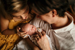 Family of three, close up photo