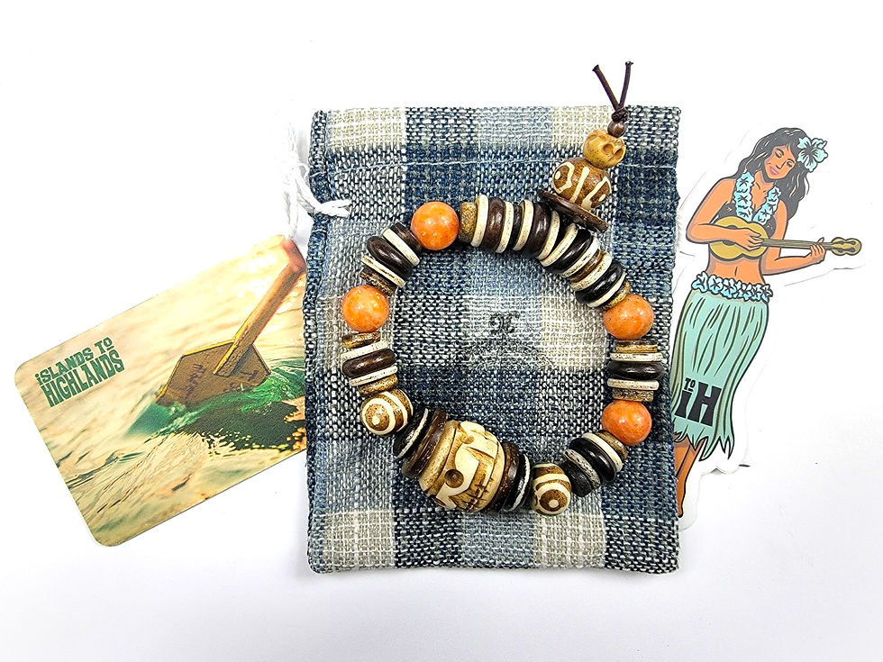 Thumbnail: Photograph of the Islands To Highlands Ganges Bracelet, bracelet bag and iH Hula Gal Decal.