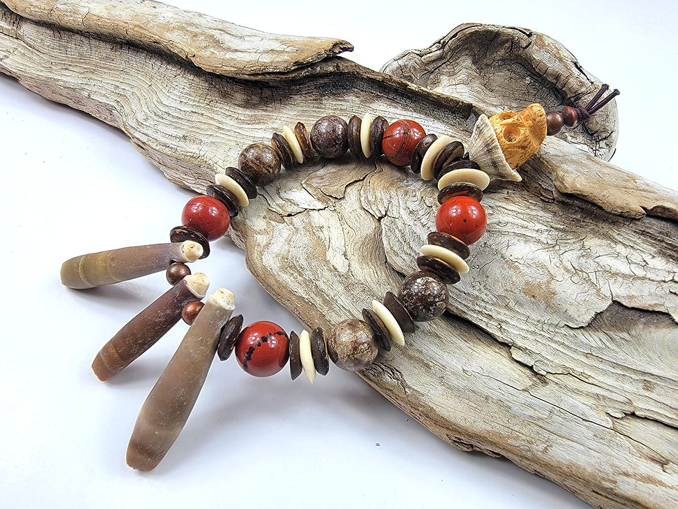 Thumbnail: Photograph of the Islands To Highlands Portobelo Panama Bracelet on a piece of driftwood.
