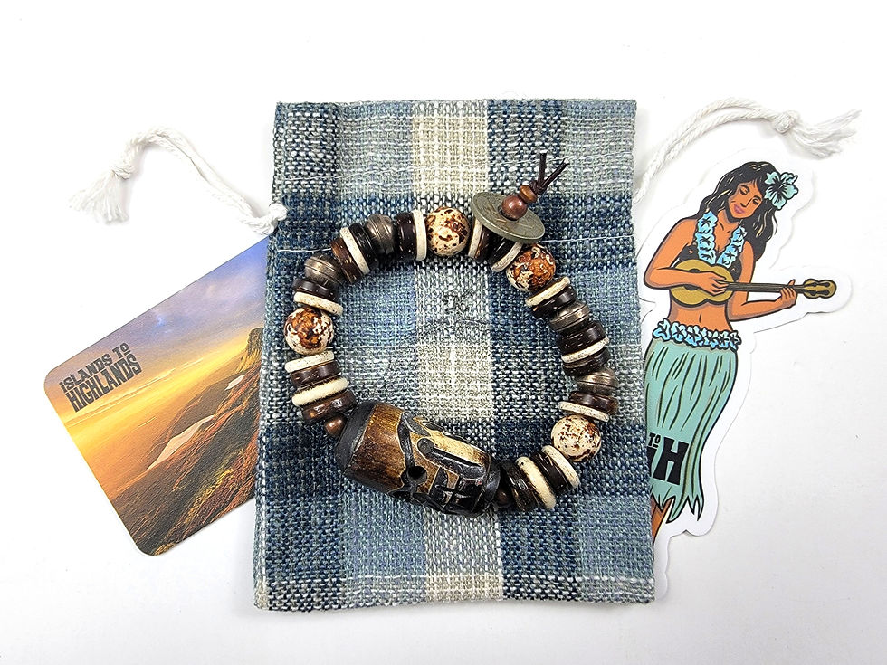 Thumbnail: Photograph of the Islands To Highlands Foix Bracelet, bracelet bag and Hula Gal Decal.