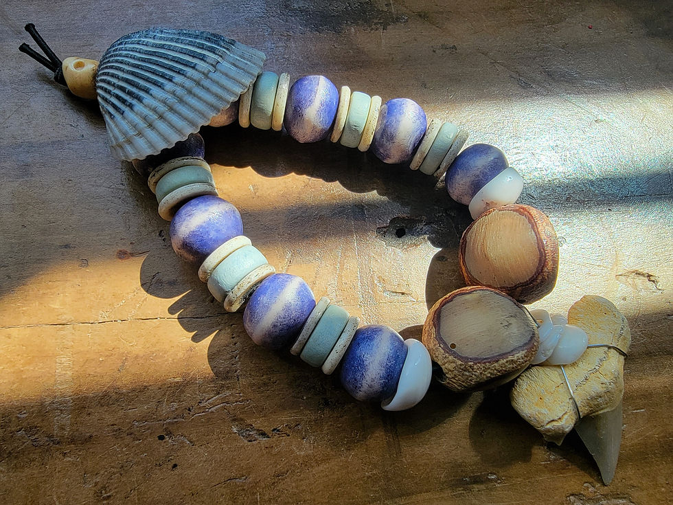 Thumbnail: Photograph of the Islands to Highlands Jeanneret Beach Bracelet on wood.