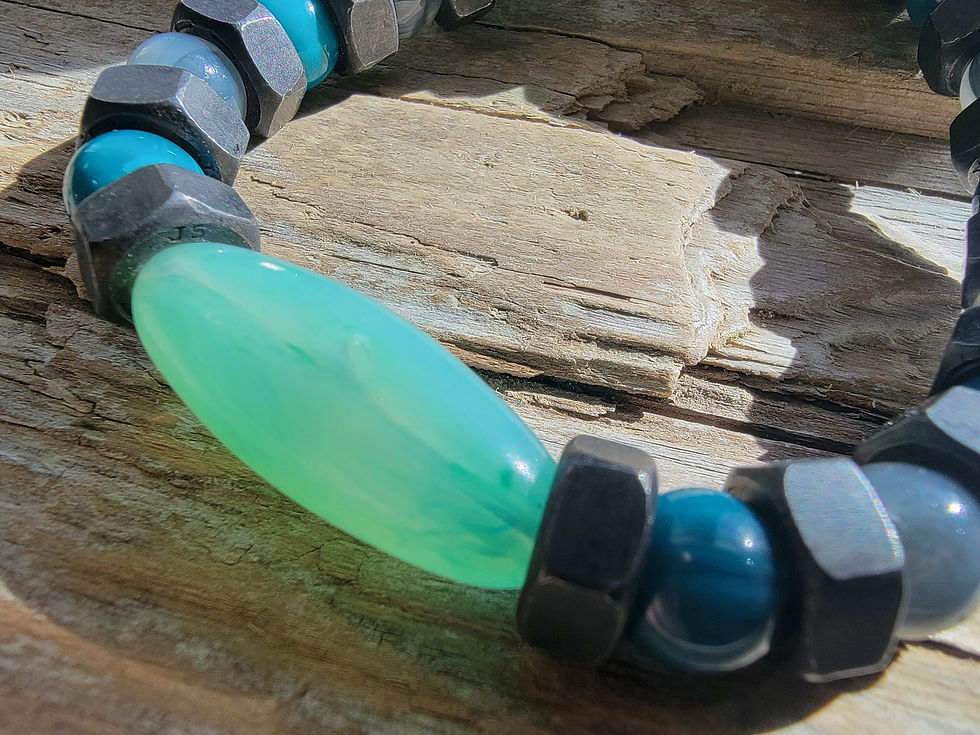 Thumbnail: Close-up photo of the large Acrylic Bead on the Islands To Highlands The North Sea Bracelet.