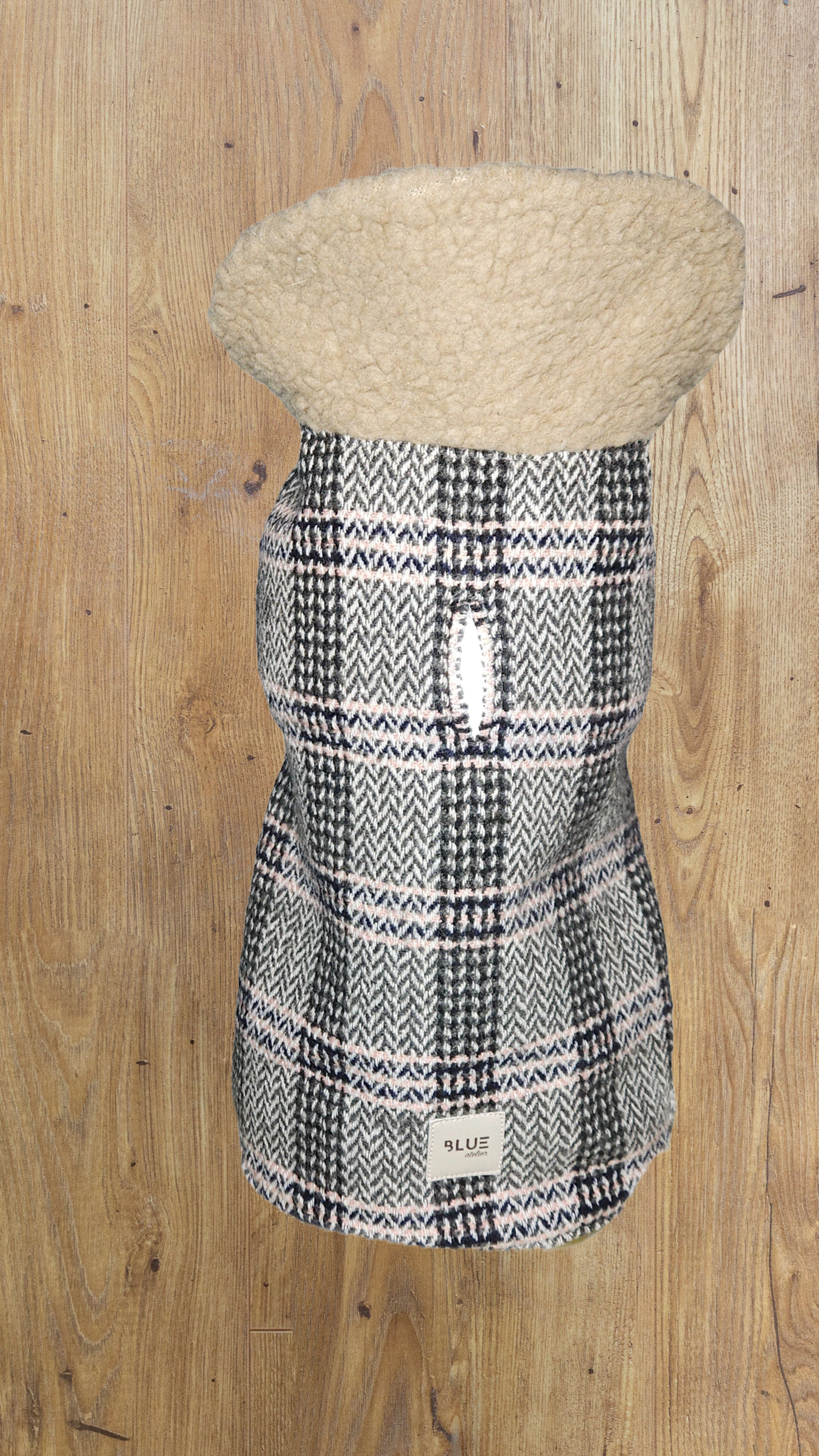 BLUE ATELIER GREY PINK CHECK COAT