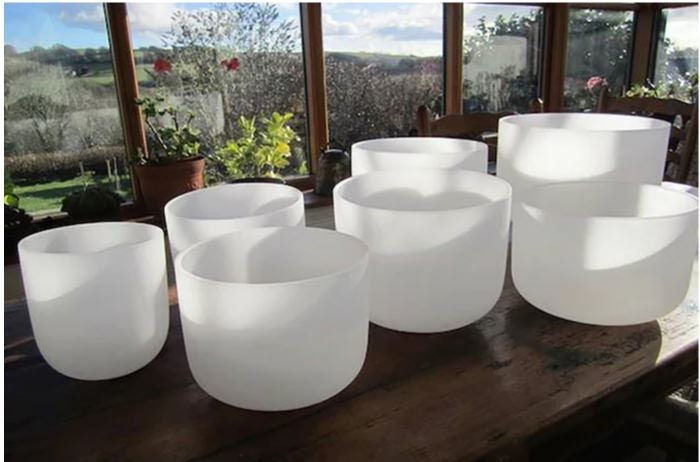 Full Set of 8" White Quartz Singing Bowl