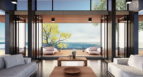 Beach house with open doors