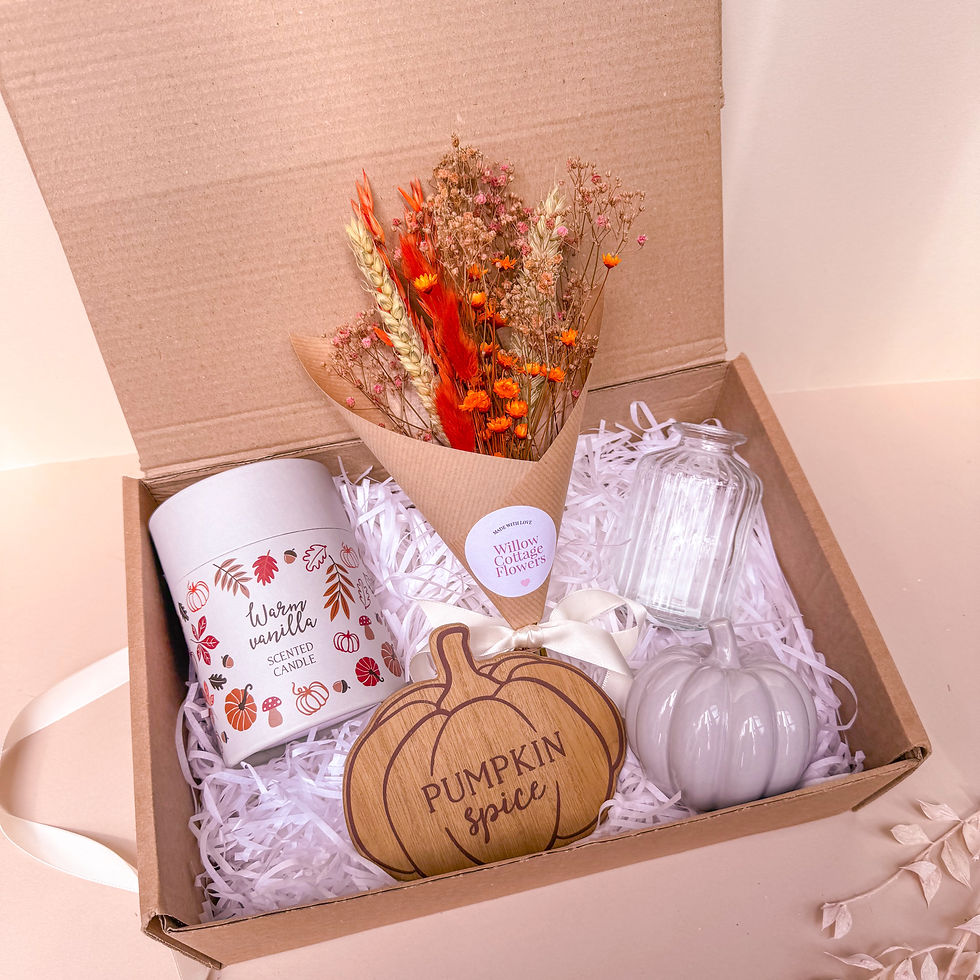autumn orange dried flower gift hamper