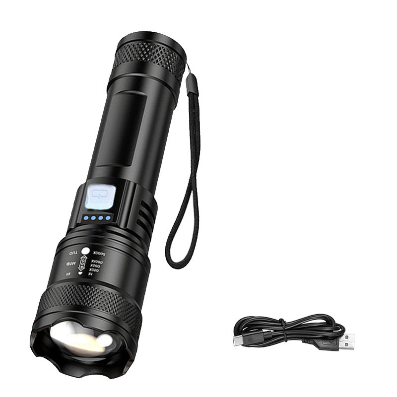 Thumbnail: High Strong Power Led Flashlights 2000LM Tactical Torch with Display Light USB C