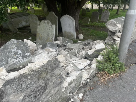Car crashes into churchyard wall causing major damage